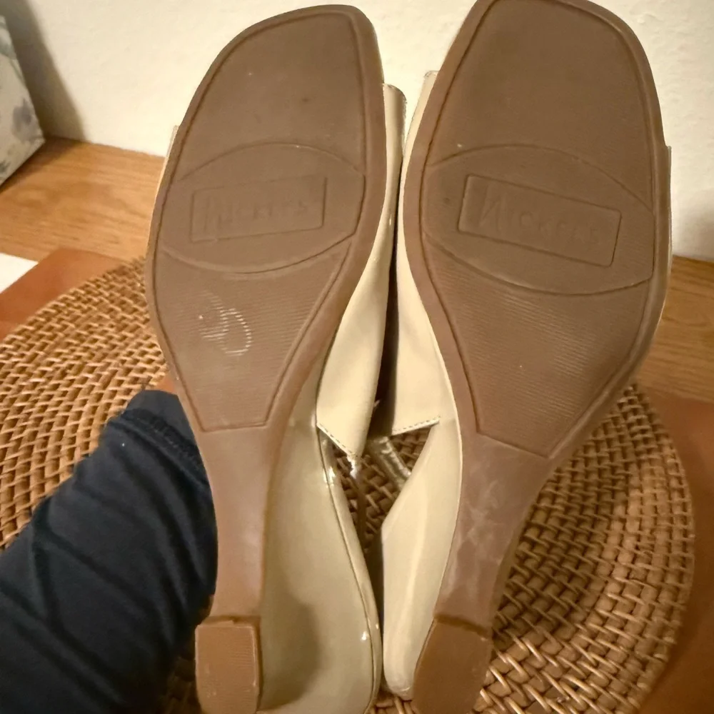 Nickels Taupe Slingback Peep-Toe‎ Heels